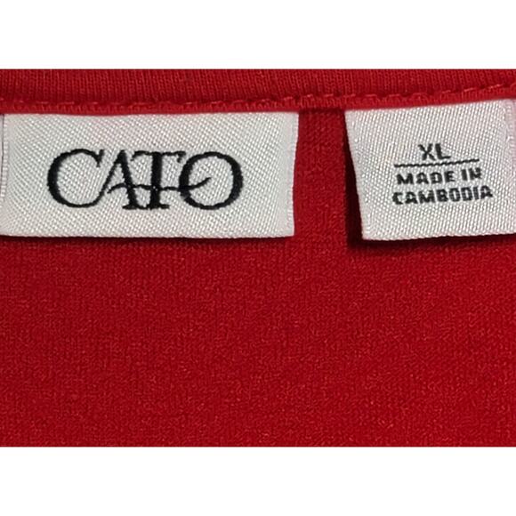 Cato Red Chevron Print Raised Textured Top XL Lightweight Soft Stretchy - Picture 4 of 5